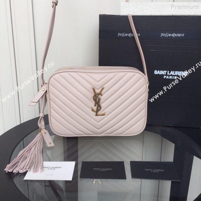 Saint Laurent Lou Camera Shoulder Bag in Quilted Leather 520534 Light Pink 2019 (XYD-9110536)