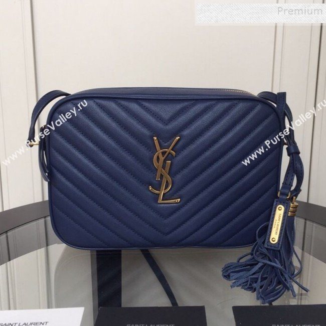 Saint Laurent Lou Camera Shoulder Bag in Quilted Leather 520534 Navy Blue 2019 (XYD-9110539)
