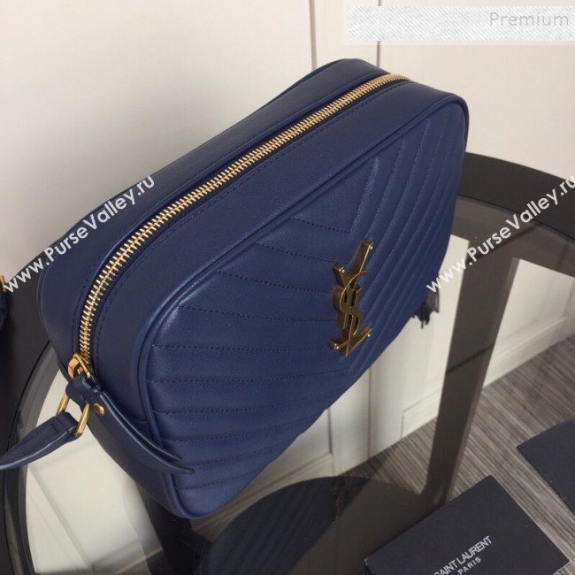 Saint Laurent Lou Camera Shoulder Bag in Quilted Leather 520534 Navy Blue 2019 (XYD-9110539)