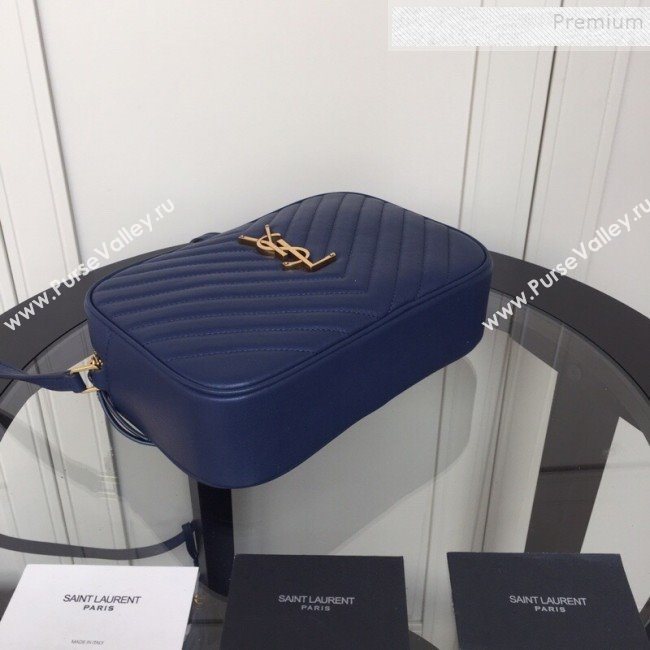 Saint Laurent Lou Camera Shoulder Bag in Quilted Leather 520534 Navy Blue 2019 (XYD-9110539)