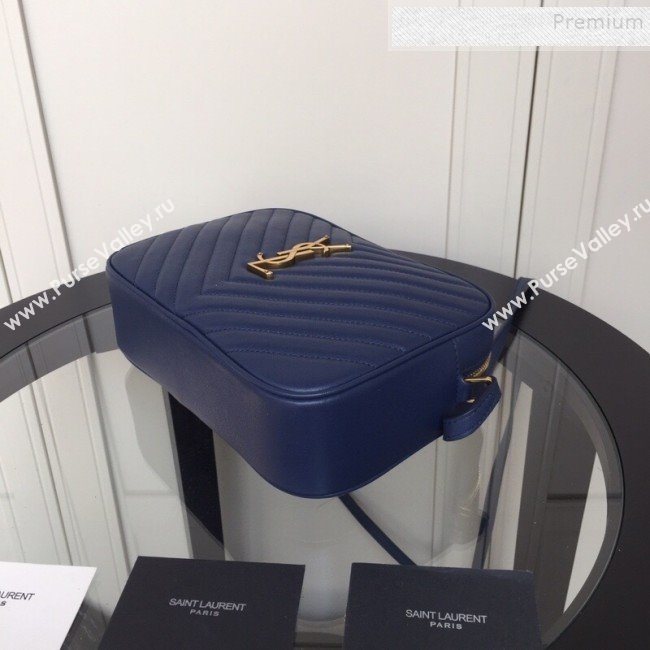Saint Laurent Lou Camera Shoulder Bag in Quilted Leather 520534 Navy Blue 2019 (XYD-9110539)