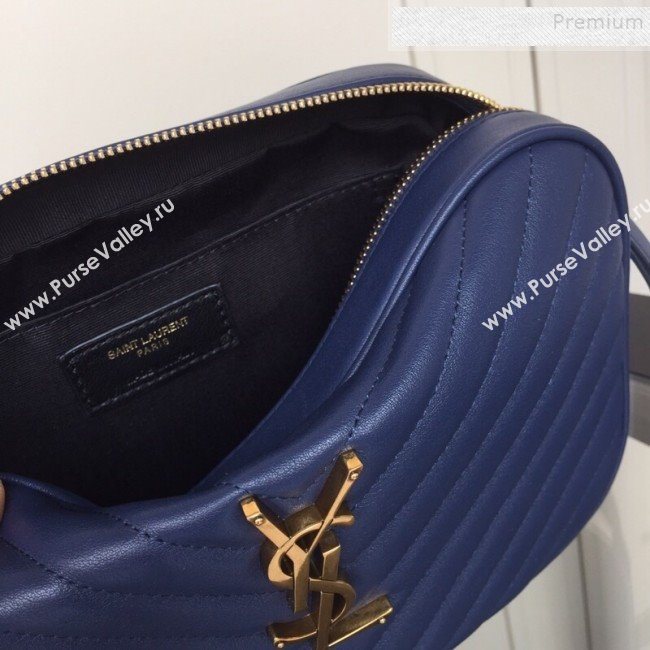 Saint Laurent Lou Camera Shoulder Bag in Quilted Leather 520534 Navy Blue 2019 (XYD-9110539)