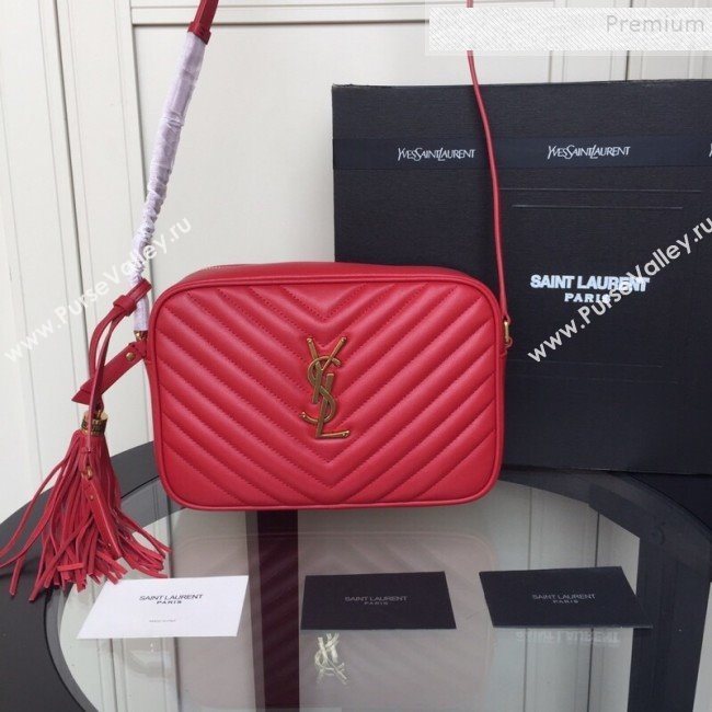 Saint Laurent Lou Camera Shoulder Bag in Quilted Leather 520534 Red 2019 (XYD-9110540)