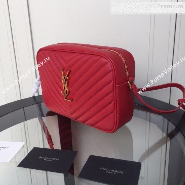 Saint Laurent Lou Camera Shoulder Bag in Quilted Leather 520534 Red 2019 (XYD-9110540)