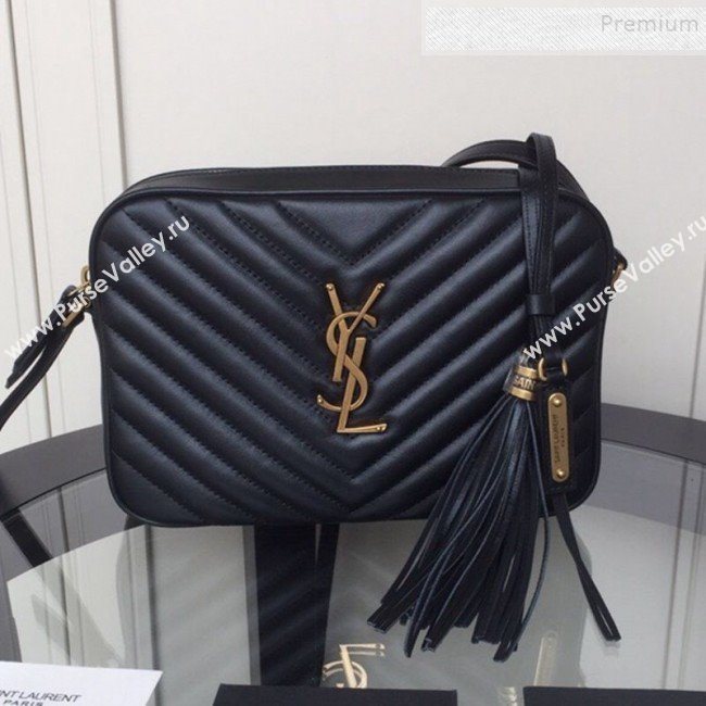 Saint Laurent Lou Camera Shoulder Bag in Quilted Leather 520534 Black/Gold 2019 (XYD-9110538)