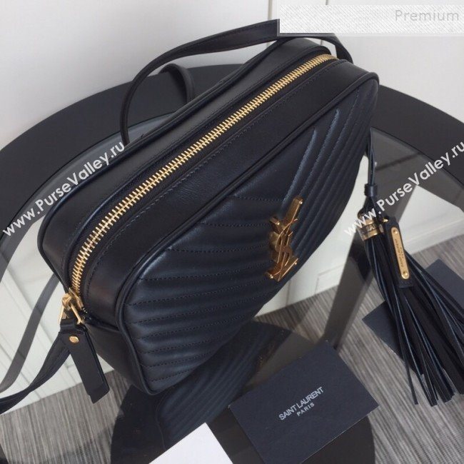 Saint Laurent Lou Camera Shoulder Bag in Quilted Leather 520534 Black/Gold 2019 (XYD-9110538)