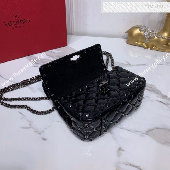 Valentino Rockstud Spike Soft Crinkle Lambskin Small Bag 0124 All Black 2019 (XYD-9110546)