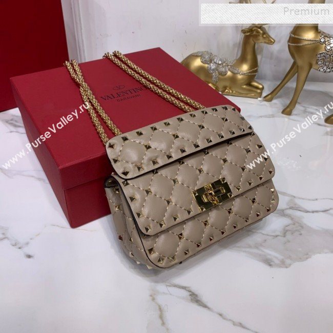 Valentino Rockstud Spike Soft Crinkle Lambskin Small Bag 0124 Grey 2019 (XYD-9110548)