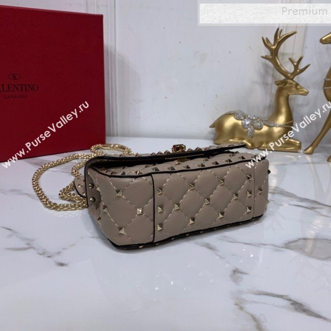 Valentino Rockstud Spike Soft Crinkle Lambskin Small Bag 0124 Grey 2019 (XYD-9110548)