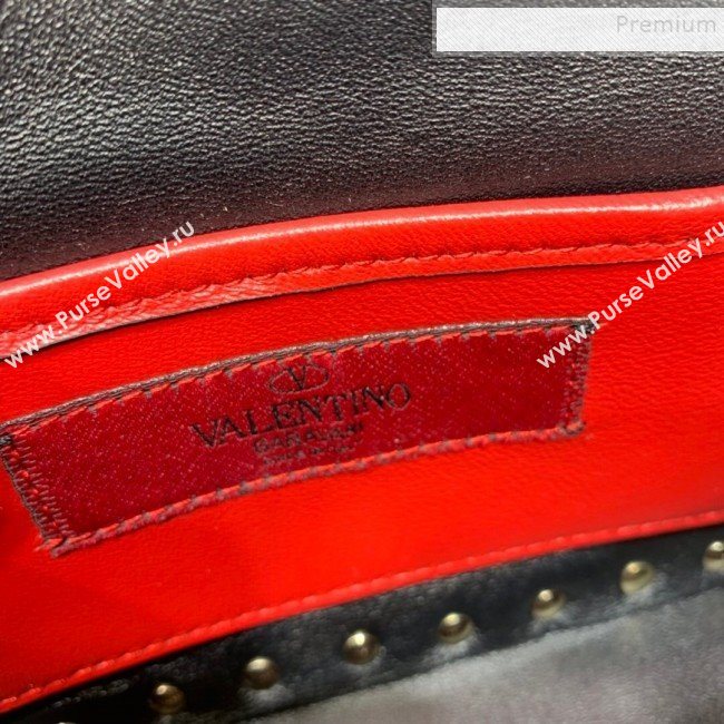 Valentino Rockstud Spike Soft Crinkle Lambskin Small Bag 0124 Black/Gold 2019 (XYD-9110549)