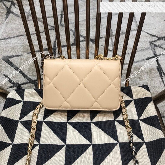 Chanel 19 Quilted Goatskin Wallet on Chain WOC AP0957 Nude 2019 (JDH-9110401)