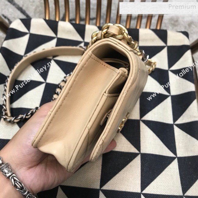 Chanel 19 Quilted Goatskin Wallet on Chain WOC AP0957 Nude 2019 (JDH-9110401)