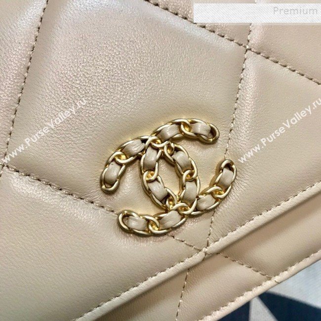 Chanel 19 Quilted Goatskin Wallet on Chain WOC AP0957 Nude 2019 (JDH-9110401)