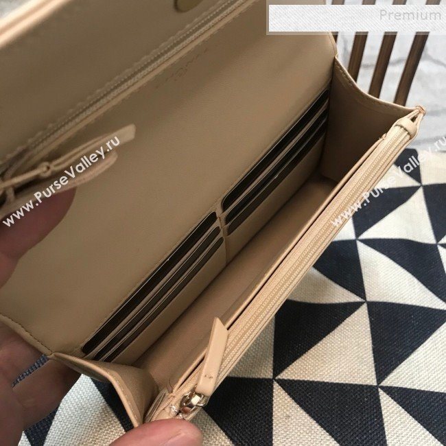 Chanel 19 Quilted Goatskin Wallet on Chain WOC AP0957 Nude 2019 (JDH-9110401)