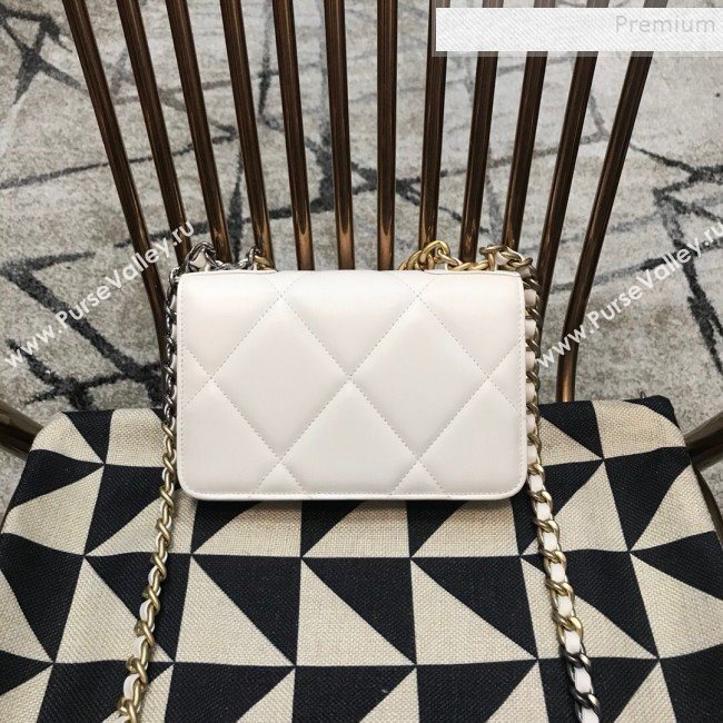 Chanel 19 Quilted Goatskin Wallet on Chain WOC AP0957 White 2019 (JDH-9110402)