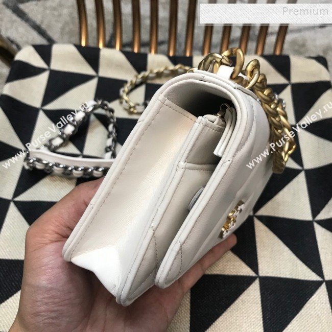 Chanel 19 Quilted Goatskin Wallet on Chain WOC AP0957 White 2019 (JDH-9110402)