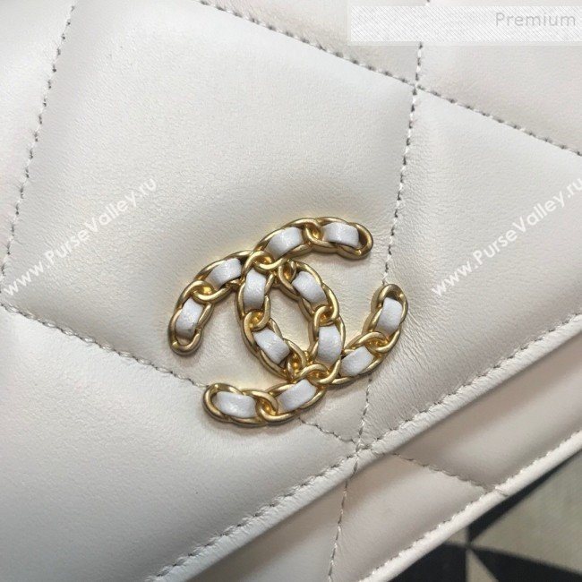 Chanel 19 Quilted Goatskin Wallet on Chain WOC AP0957 White 2019 (JDH-9110402)