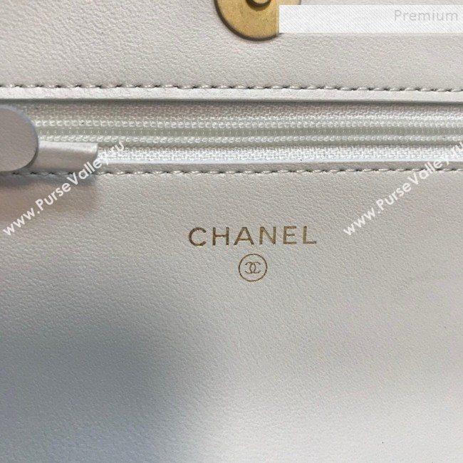 Chanel 19 Quilted Goatskin Wallet on Chain WOC AP0957 White 2019 (JDH-9110402)