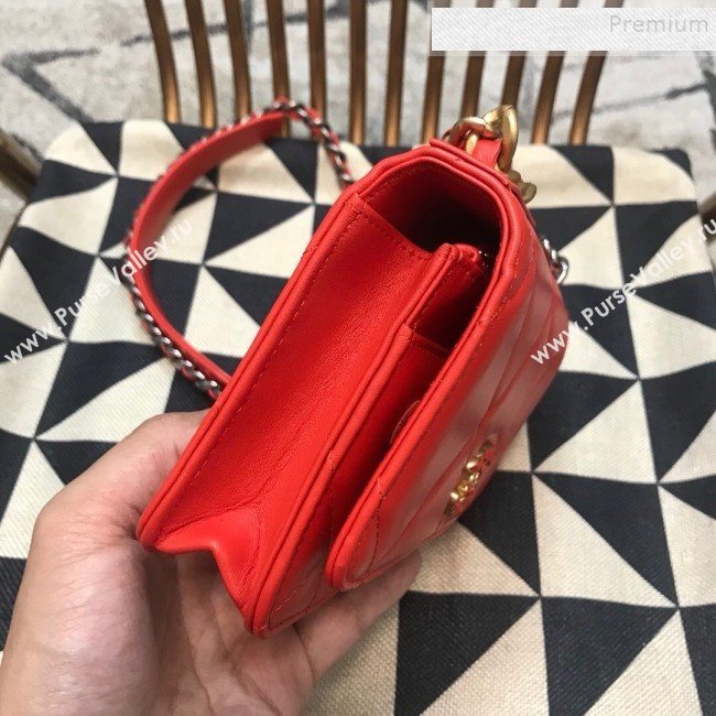 Chanel 19 Quilted Goatskin Wallet on Chain WOC AP0957 Bright Red 2019 (JDH-9110403)