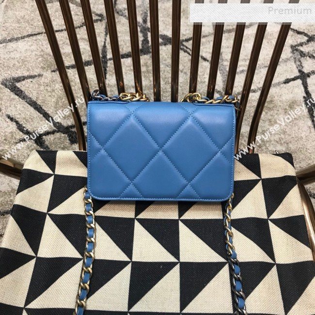 Chanel 19 Quilted Goatskin Wallet on Chain WOC AP0957 Blue 2019 (JDH-9110404)