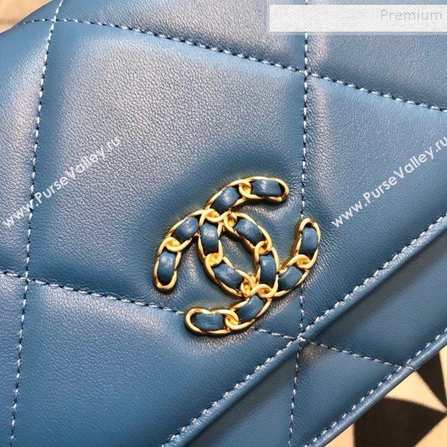 Chanel 19 Quilted Goatskin Wallet on Chain WOC AP0957 Blue 2019 (JDH-9110404)