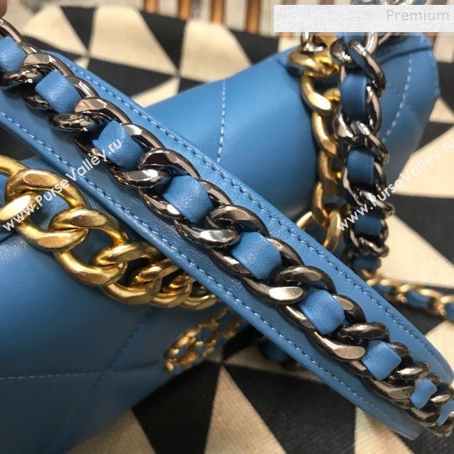 Chanel 19 Quilted Goatskin Wallet on Chain WOC AP0957 Blue 2019 (JDH-9110404)