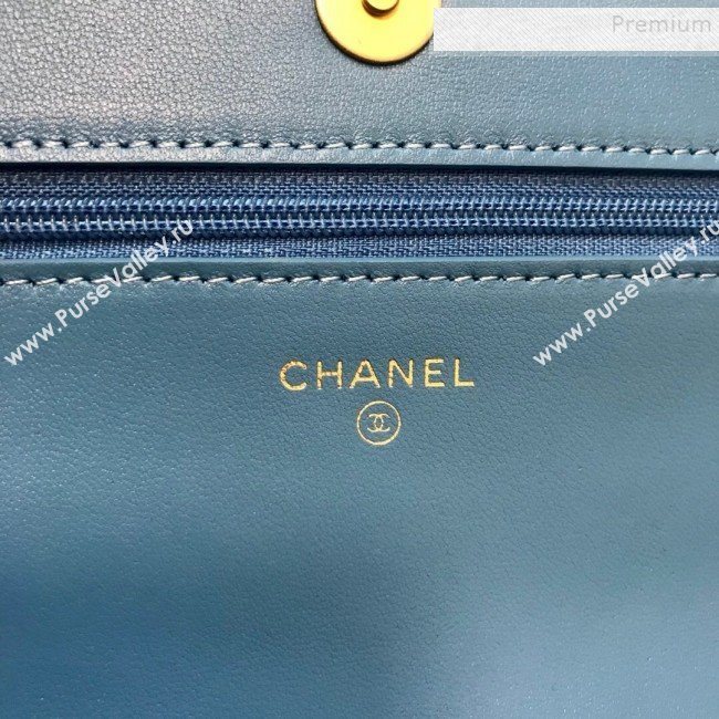 Chanel 19 Quilted Goatskin Wallet on Chain WOC AP0957 Blue 2019 (JDH-9110404)