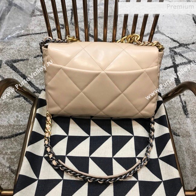Chanel 19 Large Quilted Goatskin Flap Bag AS1161 Nude 2019 (JDH-9110405)