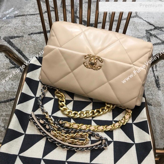 Chanel 19 Large Quilted Goatskin Flap Bag AS1161 Nude 2019 (JDH-9110405)