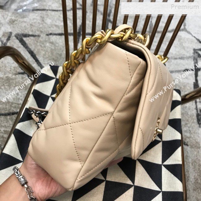 Chanel 19 Large Quilted Goatskin Flap Bag AS1161 Nude 2019 (JDH-9110405)