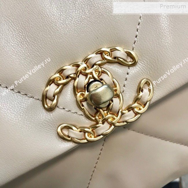Chanel 19 Large Quilted Goatskin Flap Bag AS1161 Nude 2019 (JDH-9110405)