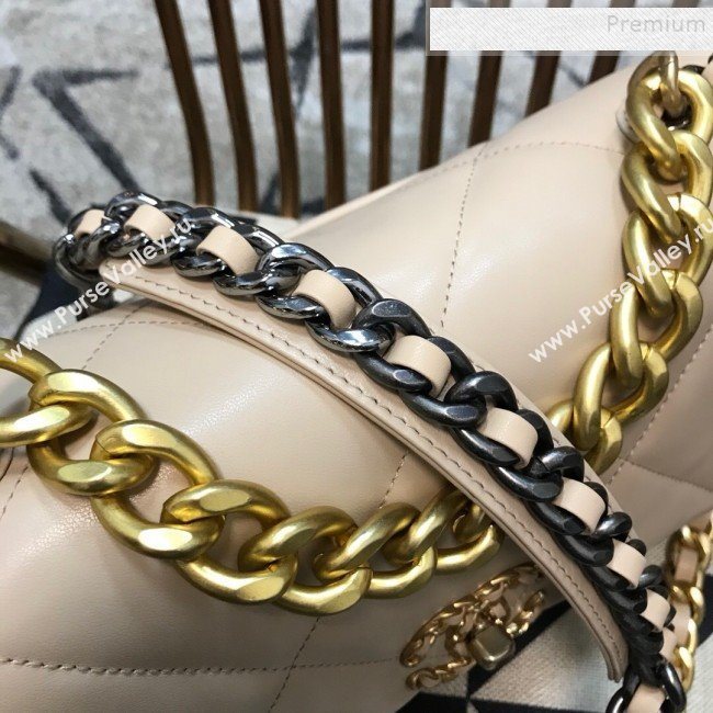Chanel 19 Large Quilted Goatskin Flap Bag AS1161 Nude 2019 (JDH-9110405)
