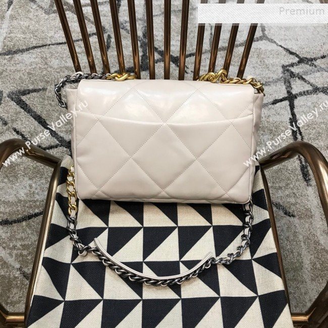 Chanel 19 Large Quilted Goatskin Flap Bag AS1161 White 2019 (JDH-9110406)