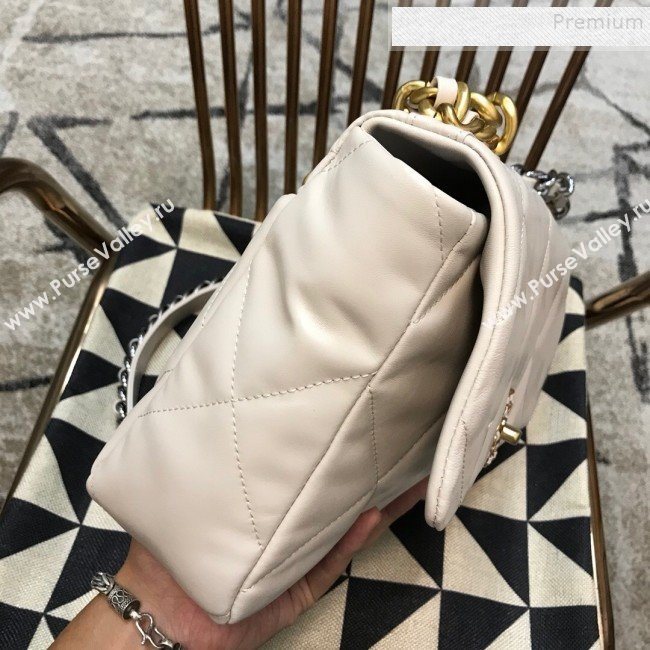 Chanel 19 Large Quilted Goatskin Flap Bag AS1161 White 2019 (JDH-9110406)