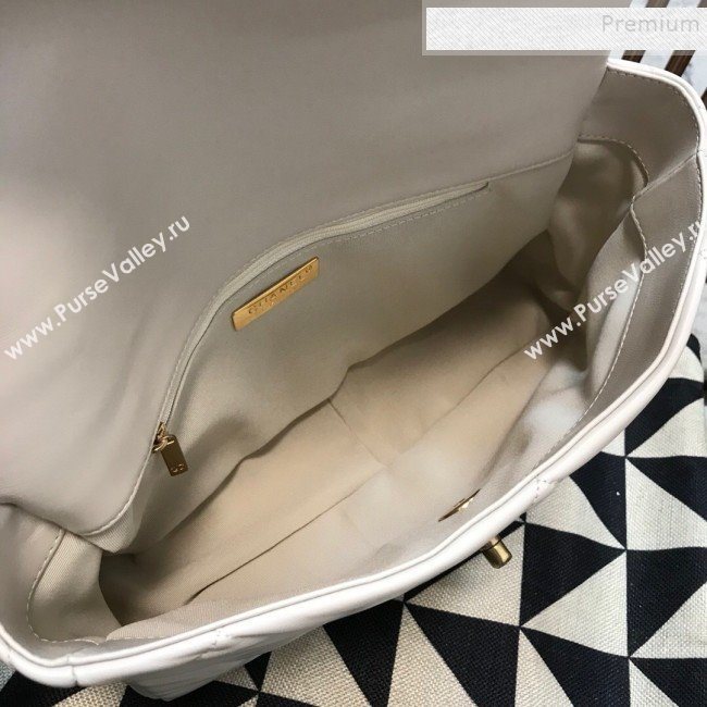 Chanel 19 Large Quilted Goatskin Flap Bag AS1161 White 2019 (JDH-9110406)
