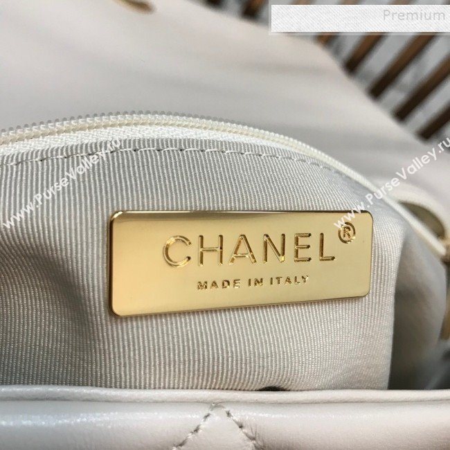 Chanel 19 Large Quilted Goatskin Flap Bag AS1161 White 2019 (JDH-9110406)
