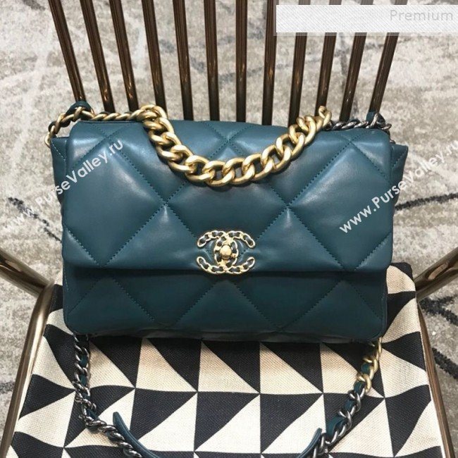 Chanel 19 Large Quilted Goatskin Flap Bag AS1161 Green 2019 (JDH-9110407)