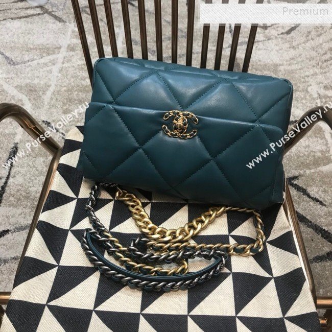 Chanel 19 Large Quilted Goatskin Flap Bag AS1161 Green 2019 (JDH-9110407)