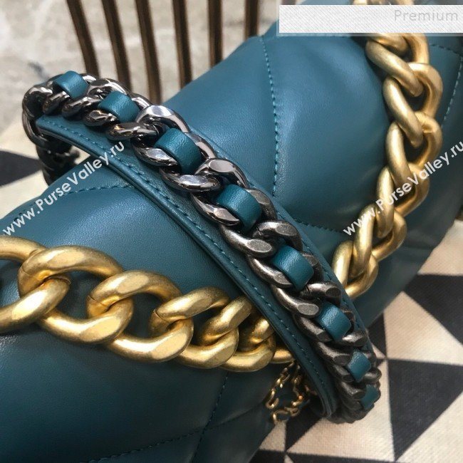 Chanel 19 Large Quilted Goatskin Flap Bag AS1161 Green 2019 (JDH-9110407)