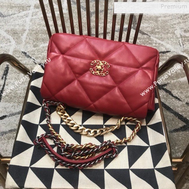 Chanel 19 Large Quilted Goatskin Flap Bag AS1161 Dark Red 2019 (JDH-9110408)
