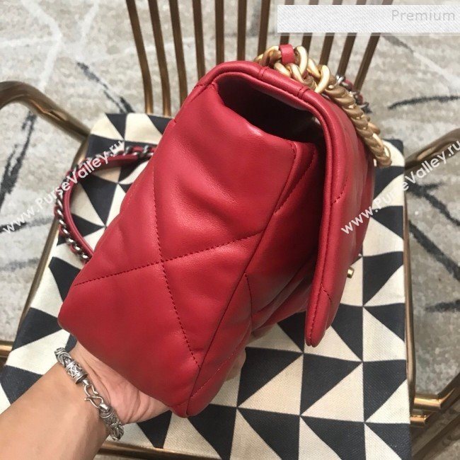 Chanel 19 Large Quilted Goatskin Flap Bag AS1161 Dark Red 2019 (JDH-9110408)