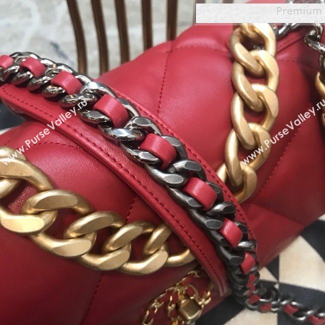 Chanel 19 Large Quilted Goatskin Flap Bag AS1161 Dark Red 2019 (JDH-9110408)