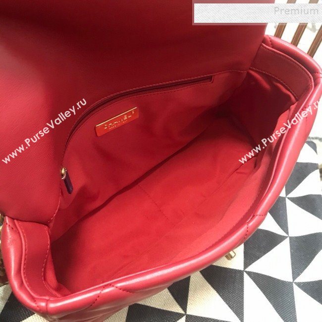 Chanel 19 Large Quilted Goatskin Flap Bag AS1161 Dark Red 2019 (JDH-9110408)