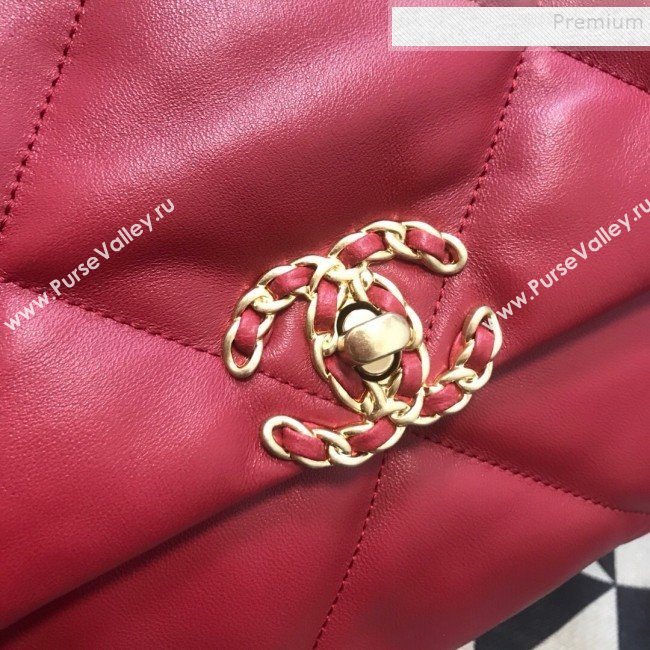 Chanel 19 Large Quilted Goatskin Flap Bag AS1161 Dark Red 2019 (JDH-9110408)