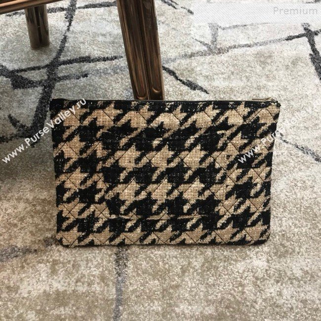 Chanel Large Houndstooth Tweed CC Clutch AP0803 Beige/Black 2019 (JDH-9110409)