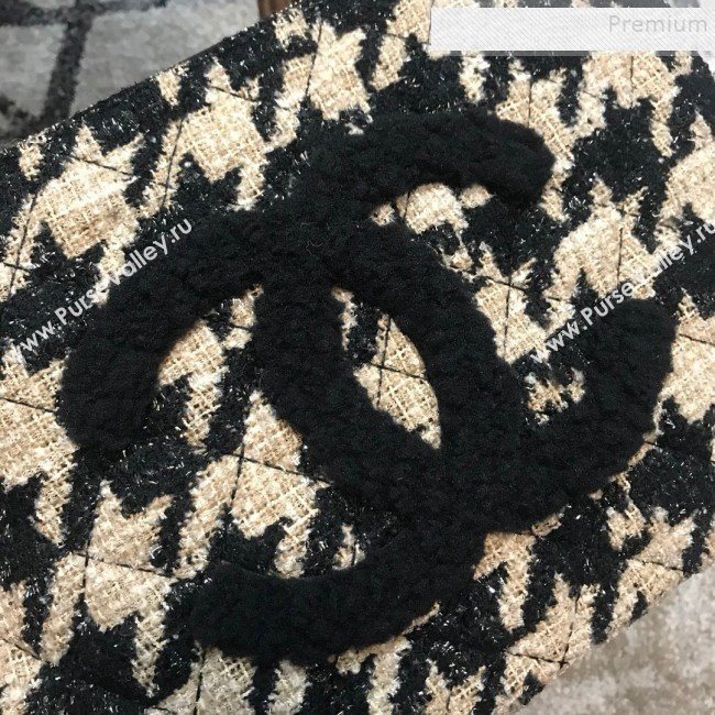 Chanel Large Houndstooth Tweed CC Clutch AP0803 Beige/Black 2019 (JDH-9110409)