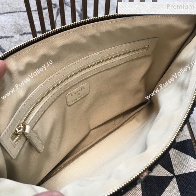 Chanel Large Houndstooth Tweed CC Clutch AP0803 Beige/Black 2019 (JDH-9110409)