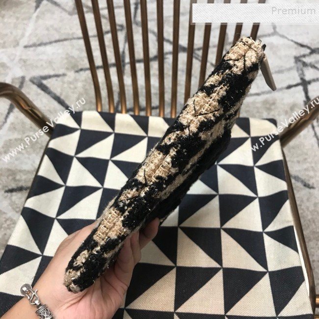 Chanel Medium Houndstooth Tweed CC Clutch AP0803 Beige/Black 2019 (JDH-9110410)