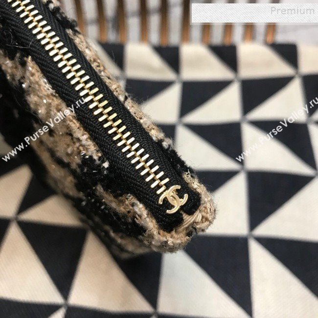 Chanel Medium Houndstooth Tweed CC Clutch AP0803 Beige/Black 2019 (JDH-9110410)