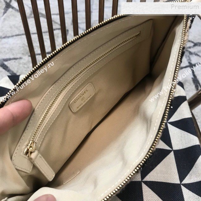 Chanel Medium Houndstooth Tweed CC Clutch AP0803 Beige/Black 2019 (JDH-9110410)